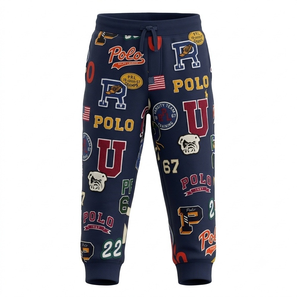 Polo Ralph Lauren Kids Navy Blue Varsity Patch Fleece Joggers Size 4T